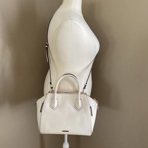 Rebecca Minkoff Perry Epi Staffiano Beige Satchel Leather Crossbody Tote Bag